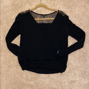 Black long sleeve shirt with lace back